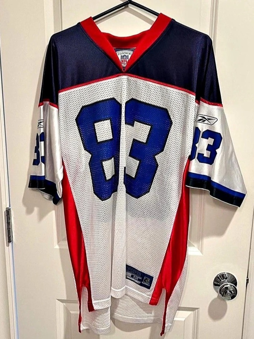 NFL Reebok Retired Bill Lee Evans #83 Buffalo Bills jersey Blue & White Football